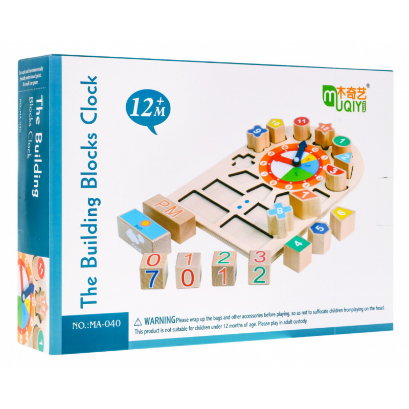 Vzdělávací dřevěná tabule Hodiny pro děti 12m+ Učí se číst čas a počasí