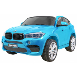 BMW X6M XXL pro 2 děti Modrá barva + Pilot + Eco kůže + Bezpečnostní pásy + Pomalý start + MP3 + LED