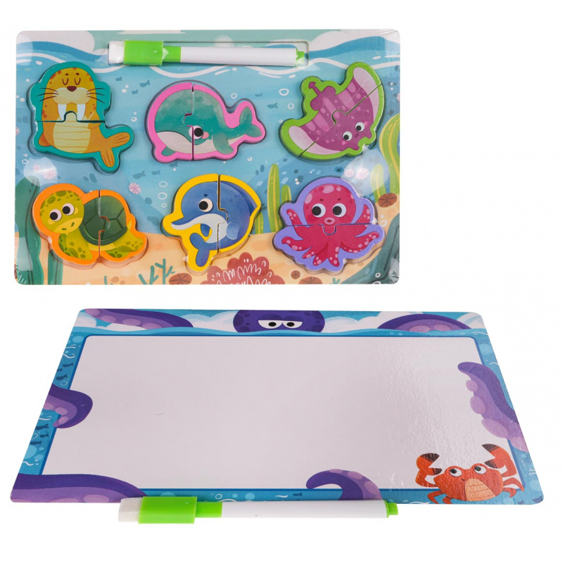 Dřevěná Tabule + Puzzle Oceán