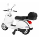 Vespa elektrický skútr pro děti Bílá + pomocná kolečka + audio + eko kůže + EVA + pomalý start
