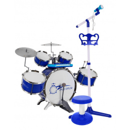 Hudební sada Percussion + Keyboard + Mikrofon pro děti 3+ modré zvuky Světla