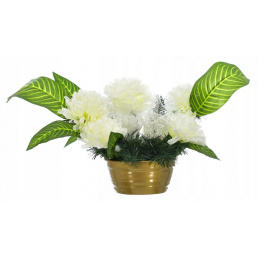 Náhrobní aranžmá - ecru chryzantémy - 5 květin