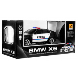 Policejní auto BMW x6 pro děti 8+ Dálkově ovládaná policie 1:24 Světla Rooster