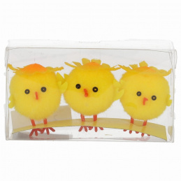 Sada 3 kuřátek s květinou na hlavě velikonoční