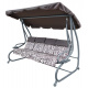 Velká 4místná zahradní houpačka hnědá + textil + stříška + nastavitelné sedadlo + 4 polštáře