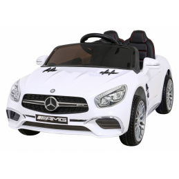 Mercedes Benz AMG SL65 S elektrický pro děti Bílá + Dálkové ovládání + LED Audio + Eco kůže + EVA + Pomalý start