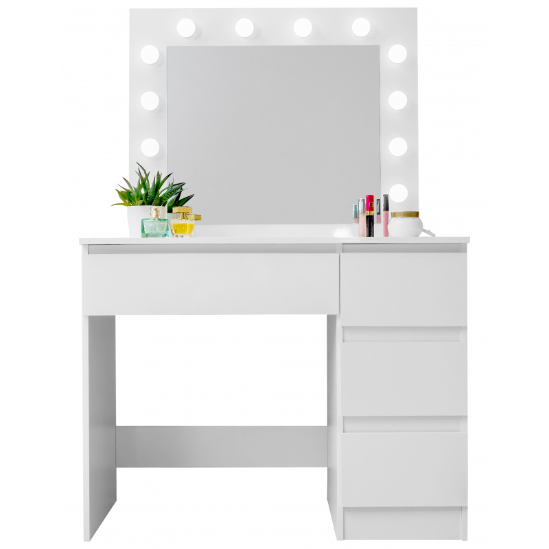 Aga Toaletní stolek se zrcadlem a osvětlením Lesklý bílý 2DAZ707 - II. JAKOST