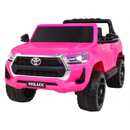 Toyota Hilux na baterie pro děti Růžová + pohon 4x4 + dálkové ovládání + 2 nosiče zavazadel + rádio MP3 + LED dioda