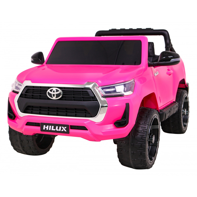 Toyota Hilux na baterie pro děti Růžová + pohon 4x4 + dálkové ovládání + 2 nosiče zavazadel + rádio MP3 + LED dioda