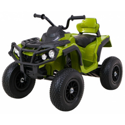 Dětská bateriová čtyřkolka ATV Air Quad Green + nafukovací kola + rádio MP3 + pomalý start