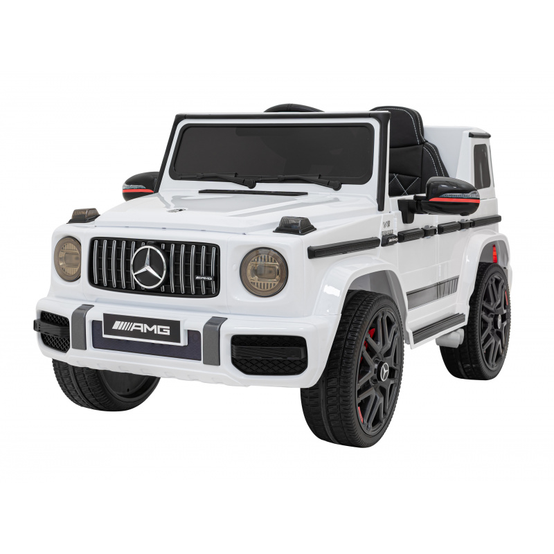 Mercedes AMG G63 pro děti bílý + dálkové ovládání + MP3 LED + pomalý start + EVA + pásy