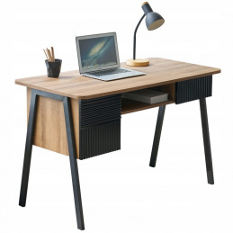 Loftový psací stůl se zásuvkou a skříňkou - černý