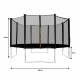 Aga SPORT PRO Trampolína 366 cm Černá + ochranná síť + žebřík