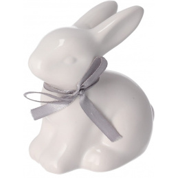 Keramický zajíček k postavení s mašličkou
