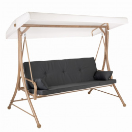 Zahradní houpací lavice pro 3 osoby s baldachýnem - rozkládací na plocho