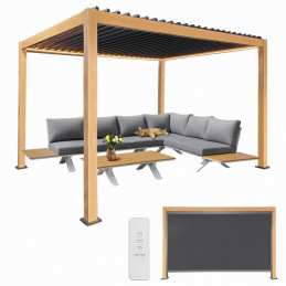 Zahradní pergola 3x4 m LED osvětlení 4 boční závěsy antracitové - dálkové ovládání