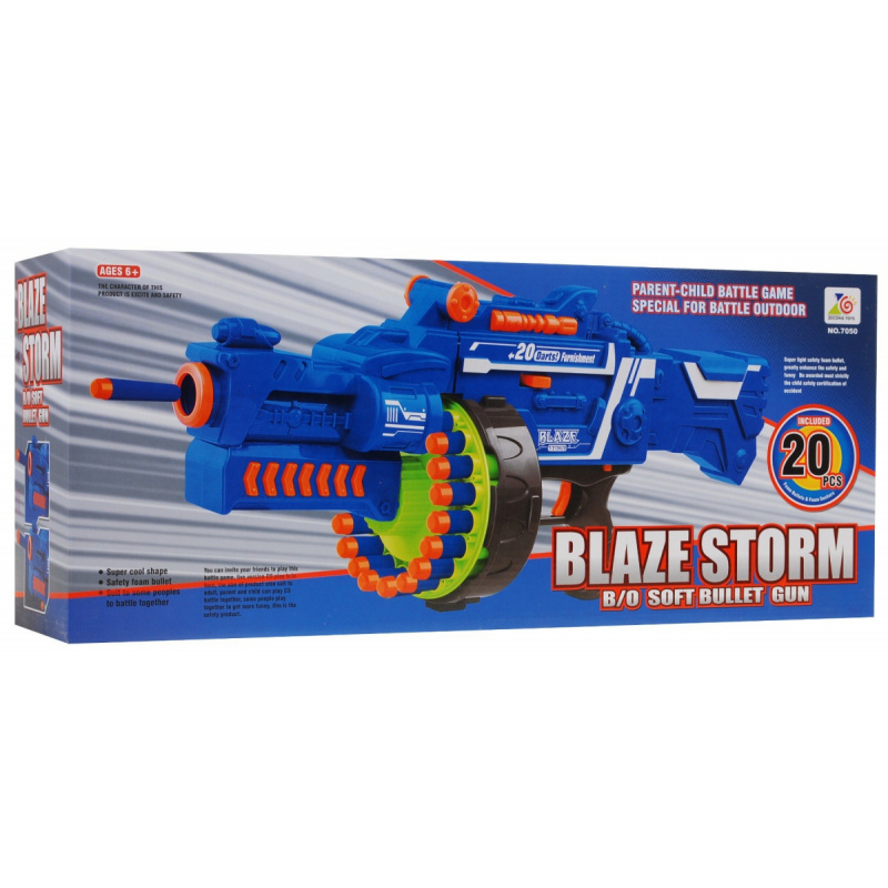 Kulomet pro děti 6+ Blaze Storm + 20 dlouhých pěnových nábojů