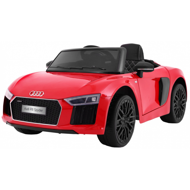 Audi R8 Spyder na baterie Červený lak + Dálkové ovládání + EVA + Pomalý start + Rádio MP3 + LED dioda