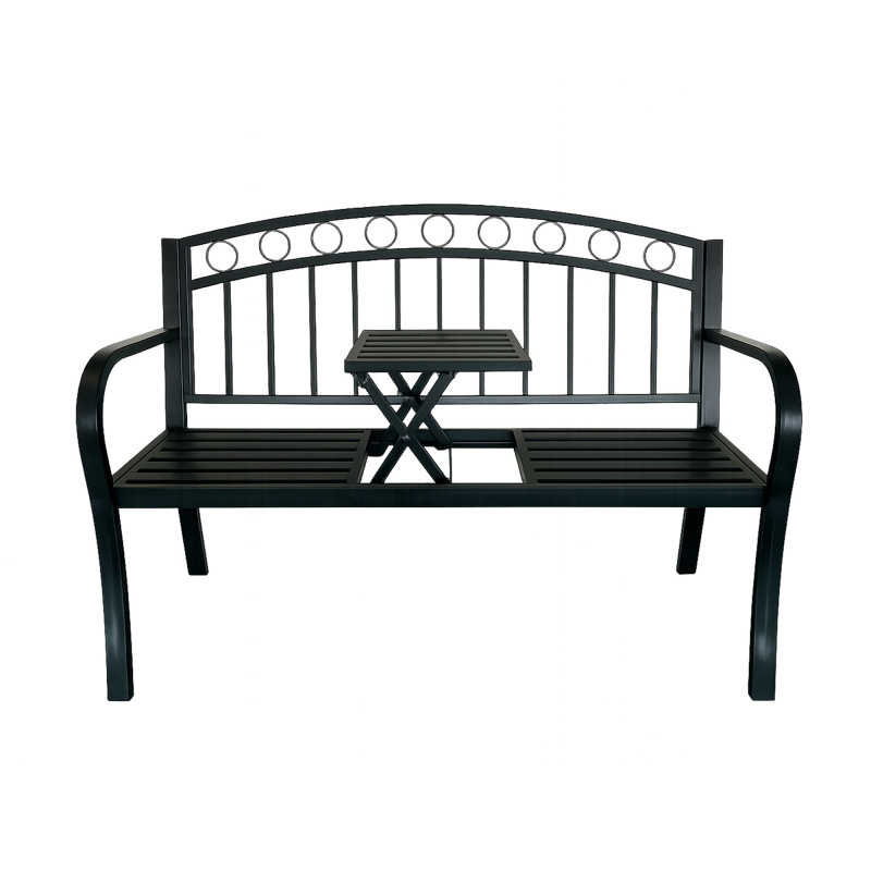 Aga Kovová zahradní lavice s vyklápecím stolkem 127x53x84 cm