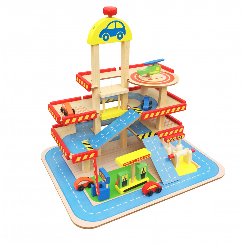 Aga4Kids Dřevěná čtyřpatrová Garáž MR6104