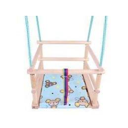 Dětská dřevěná barevná houpačka + polštář SP0210