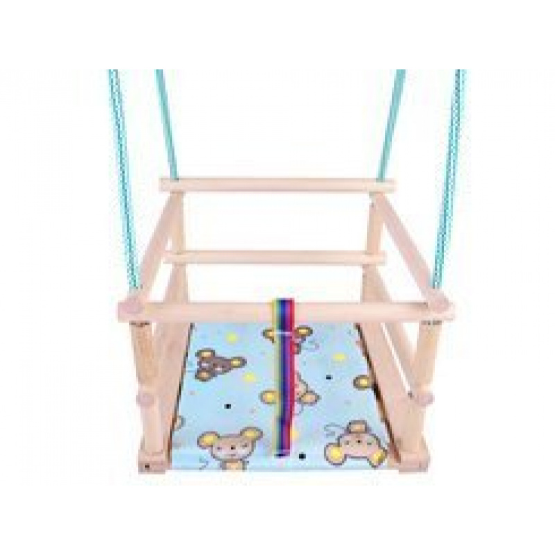 Dětská dřevěná barevná houpačka + polštář SP0210