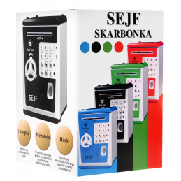 Dětská pokladnička 3+ modrá Spoření peněz + učení se podnikání