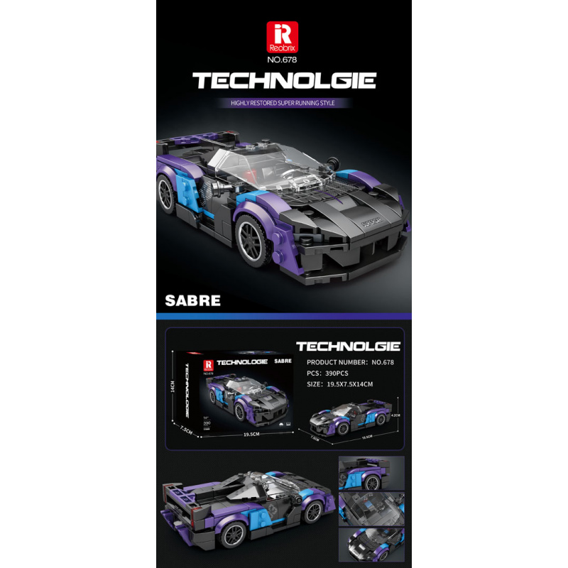 Sada Stavebnic Sportovní Auto Černo-Modré 390ks.