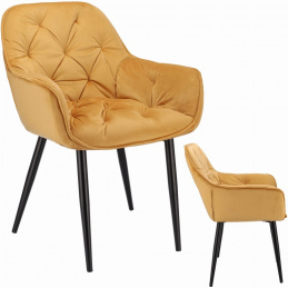 Čalouněná velurová hořčicová židle LARGO
