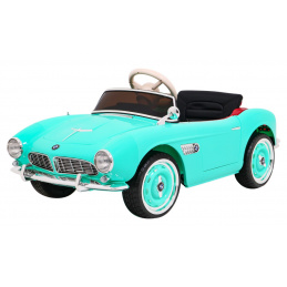 BMW 507 Retro dětské elektrické auto zelené + LED audio + dálkové ovládání + eko kůže + EVA + pomalý start
