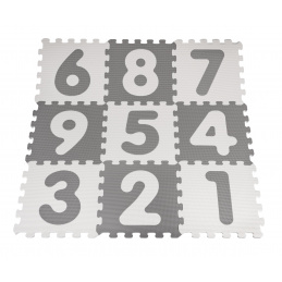 Bílo-šedá podložka s 9 puzzle pro děti 10m+ Odnímatelná čísla písmena + EVA pěna + Ag+ antibakteriální povlak