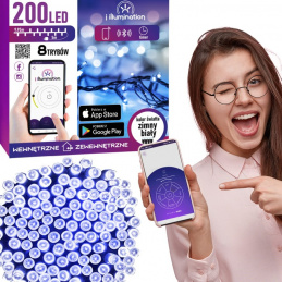 200LED STUDENÁ BÍLÁ - LAMPA S OVLÁDÁNÍM TELEFONU