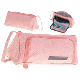 Aga Školní penál dvojitý sáček toaletní kufřík růžový