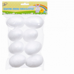 Bílá polystyrenová vejce 8 velikonočních