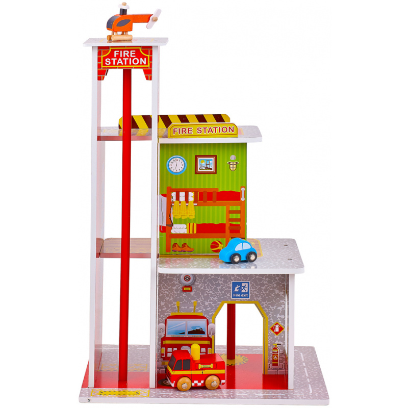 Aga4Kids Hrací dřevěný set Požární stanice