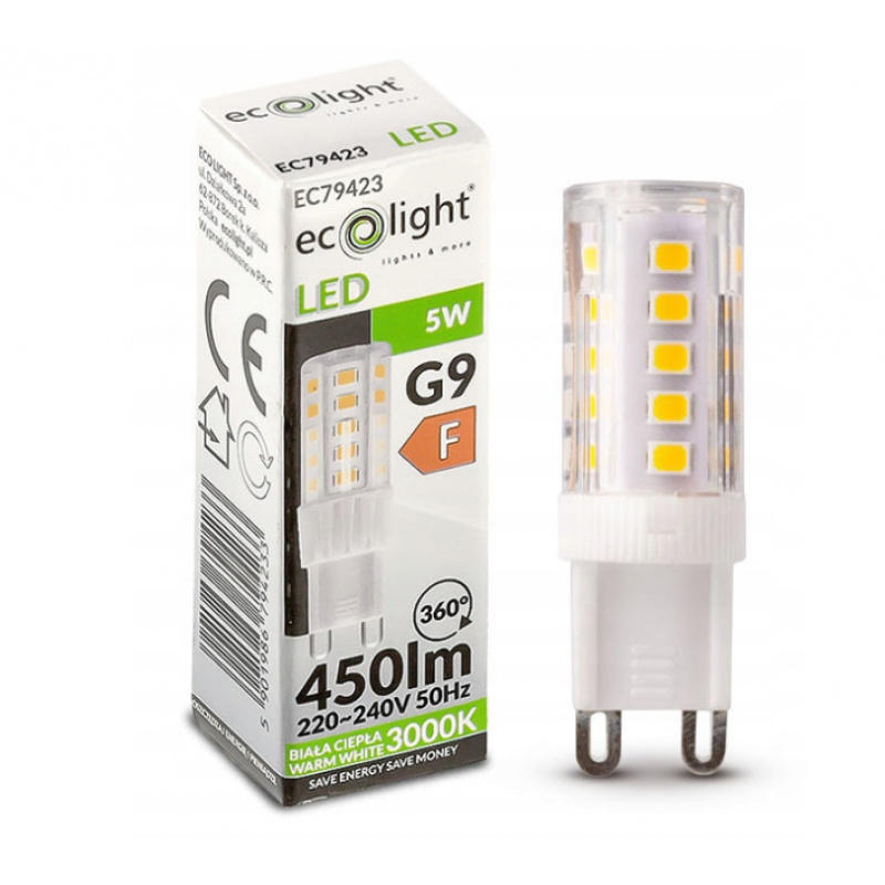 LED žárovka - G9 - 5W - 450lm - teplá bílá