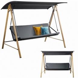 Houpací lavice pro 3 osoby s baldachýnem a polštáři houpací