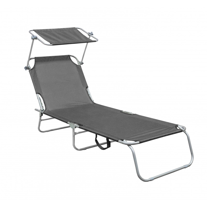 Aga Zahradní polohovací lehátko se stříškou Šedé 2DAZ511 - II. JAKOST