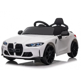 BMW m4 BÍLÝ Auto na akumulátor EVA Kůže pilot