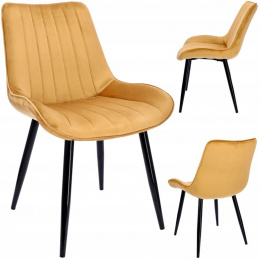 Čalouněná velurová hořčicová židle VIVA