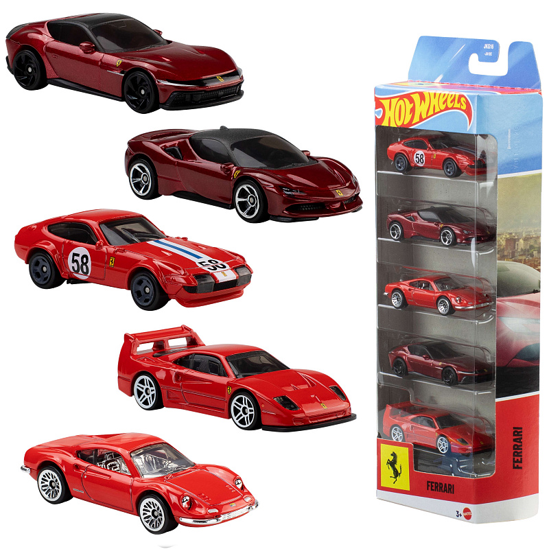 Hot Wheels 5 ks angličáků Ferrari JLN12