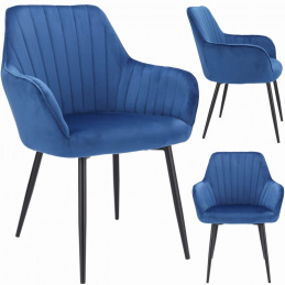 Židle CORA čalouněná sametem modrá