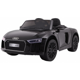 Audi R8 Spyder Baterie černá + Dálkové ovládání + EVA + Pomalý start + Rádio MP3 + LED dioda