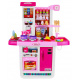 Obrovská růžová kuchyňka pro děti 3+ Interaktivní hořáky + Vodovodní kohoutek + Audio panel + Příslušenství