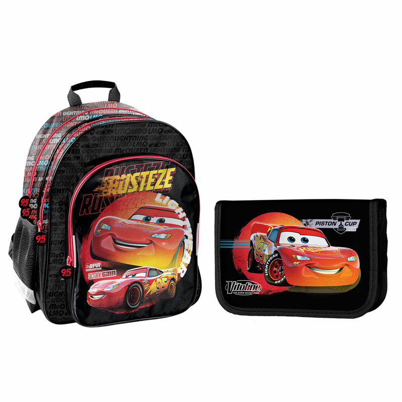 Paso Školní set tříkomorový batoh + penál Cars