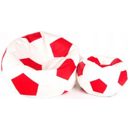 Aga Sedací pytel BALL XXXL Červená - Bílá + podnožník