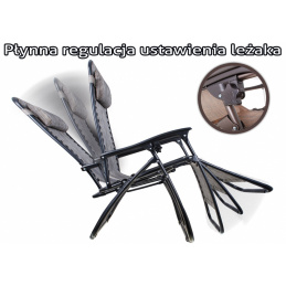 Lehátko na zahradu a pláž Čokoláda + opěrka hlavy + stojan + nastavení sklonu