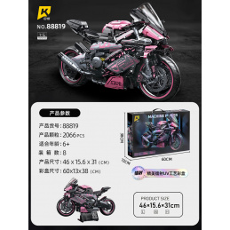 Sada Stavebnice Motocykl Závodní Růžový 2066ks.