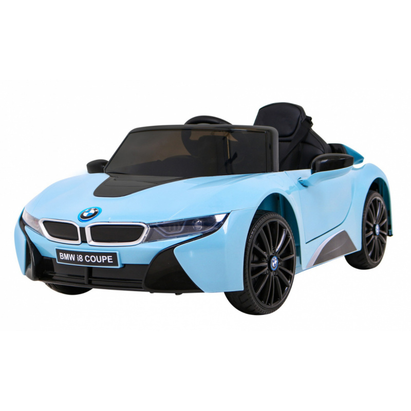 BMW I8 Lift Battery Car Blue + dálkové ovládání + pomalý start + 3bodové pásy + MP3 USB + LED dioda