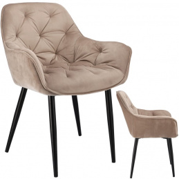 Čalouněná velurová židle LARGO v béžové barvě
